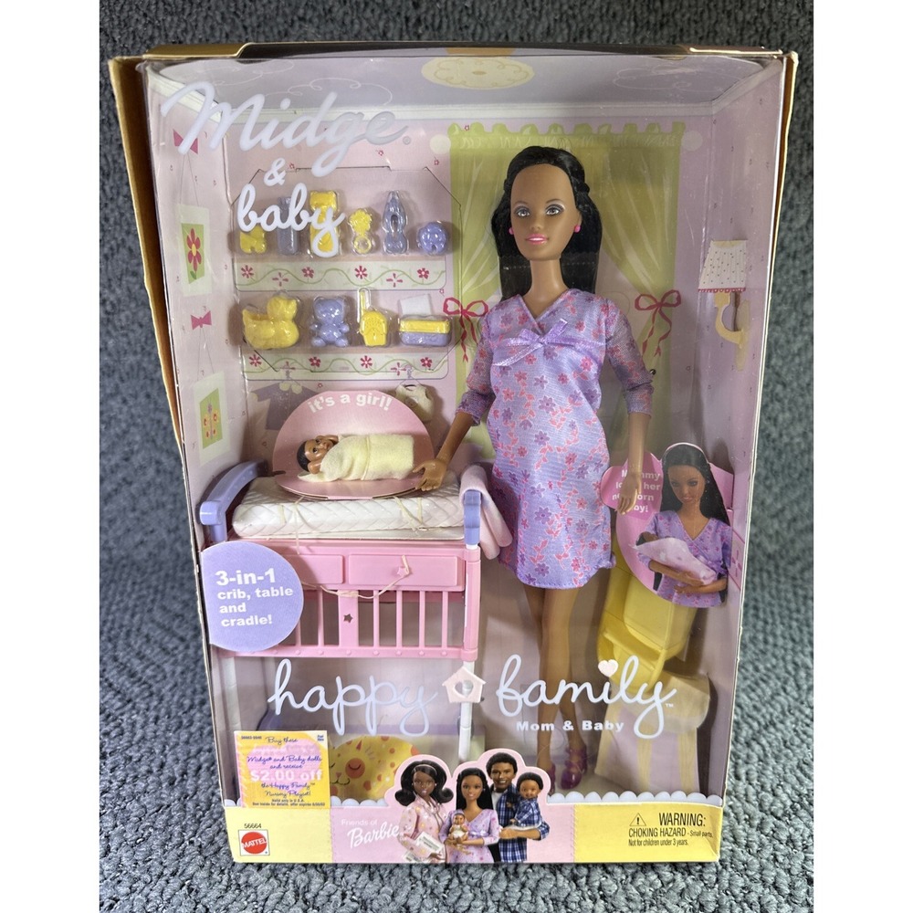 NOS Barbie Pregnant Midge & Baby Happy Family (56664) African American‎ VHTF